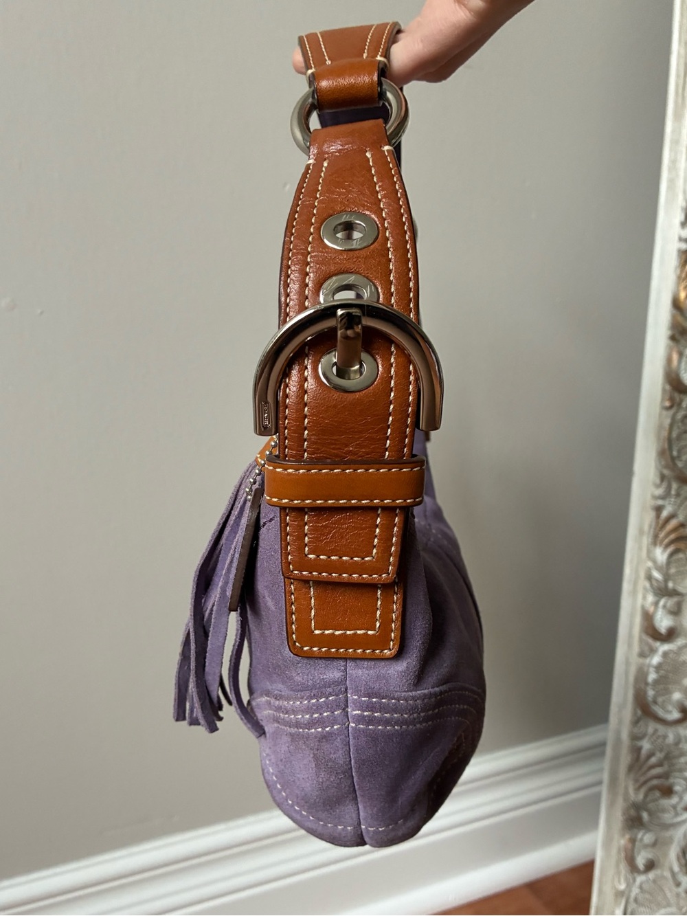 Coach Vintage Y2K Suede Leather Shoulder Bag, Purple, 8A14 - Picture 6 of 15